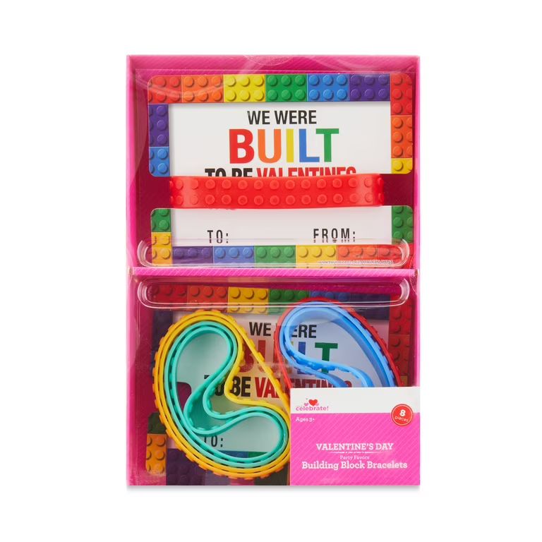 Valentine's Day Multi-Color Building Block Bracelet Party Favors, 8 Count, by Way To Celebrate | Walmart (US)