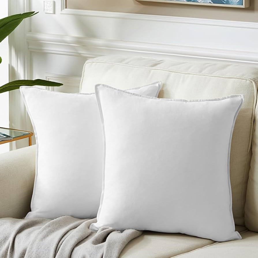 Fancy Homi 2 Packs Pure White Decorative Throw Pillow Covers 16x16 inch, Super Soft Faux Suede De... | Amazon (US)