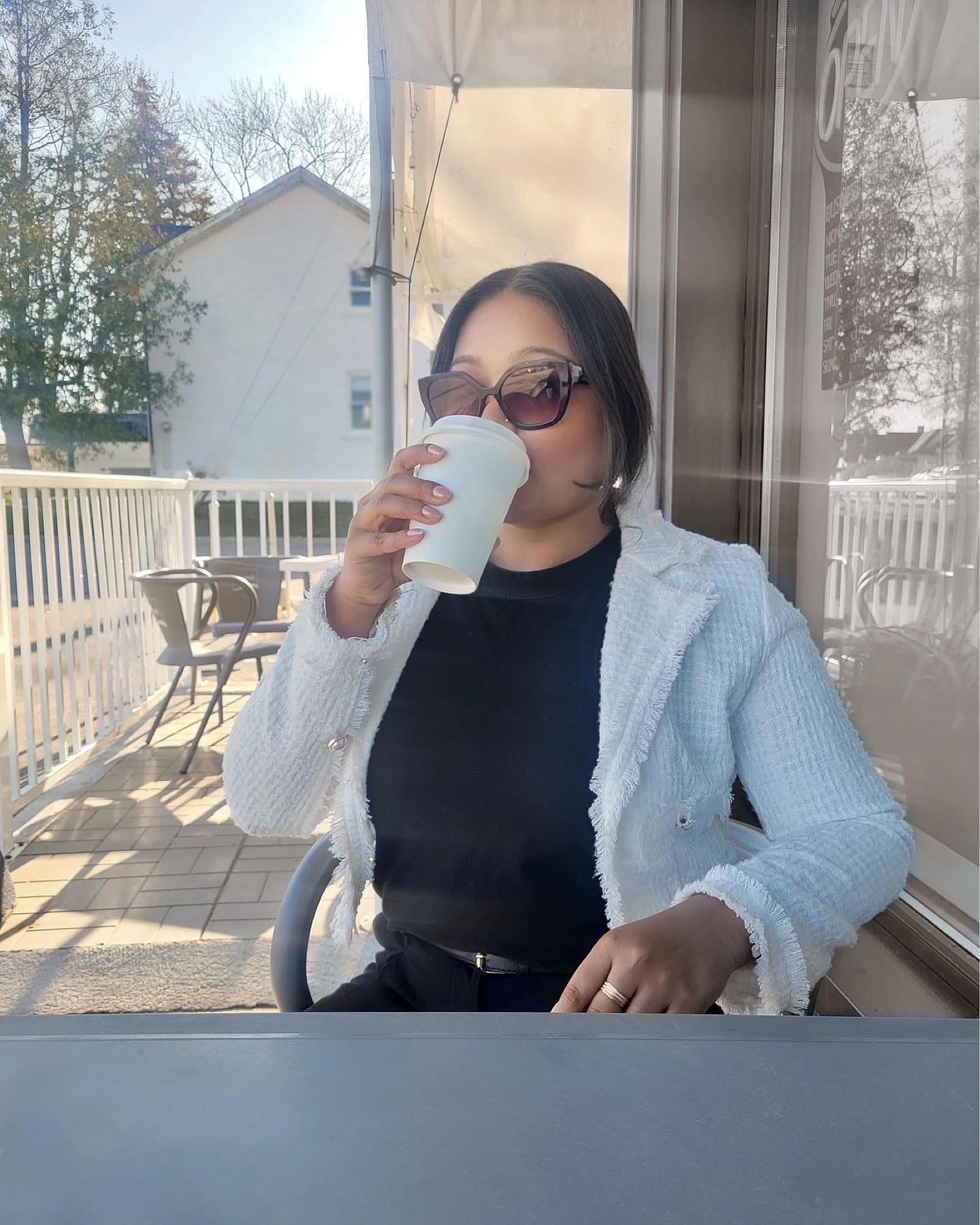 Summer Outfit, summer style, summer work outfit, Aritzia tailored trousers, black tailored trousers, white tweed jacket, Mango tweed jacket, tweed jacket, Uniqlo cotton shirt, black cotton shirt, Prada sunglasses, outfit inspiration, smart casual outfit ideas #LTKfindsunder100

#LTKcanada #LTKworkwear #LTKstyletip