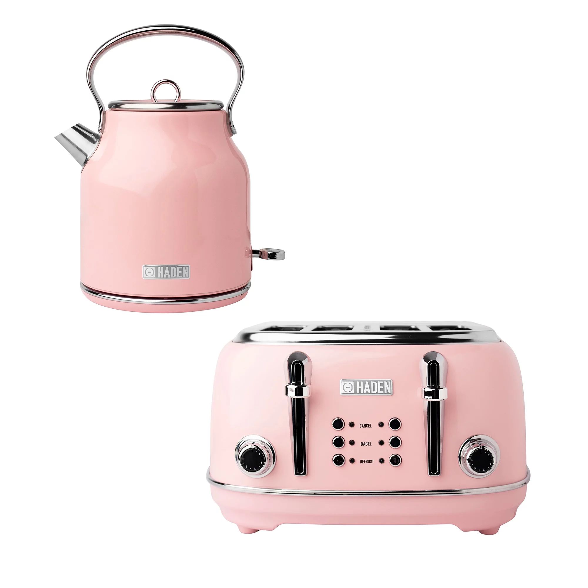 Haden Heritage 1.7 L Stainless Steel Body Electric Kettle w/ Toaster, Pink | Walmart (US)