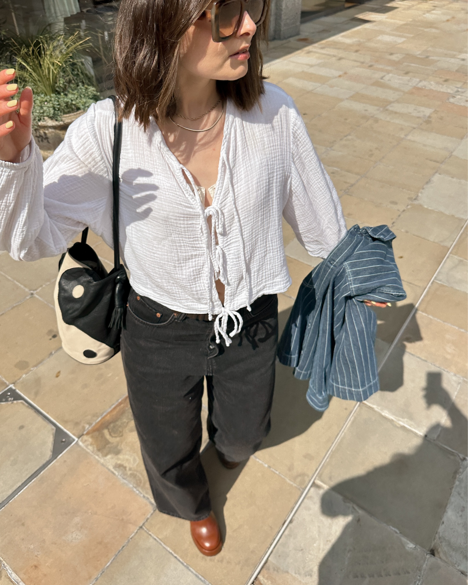 Weekday, Cos, Paloma wool, Jonak, Monica vinader, & Other stories, Asos, Carhartt wip, Steve madden, transitional outfit, transitional style, spring outfit, spring fashion, tie front top, white blouse, baggy jeans, denim jacket, platform clogs, spring outfits

#LTKSeasonal #LTKstyletip #LTKeurope