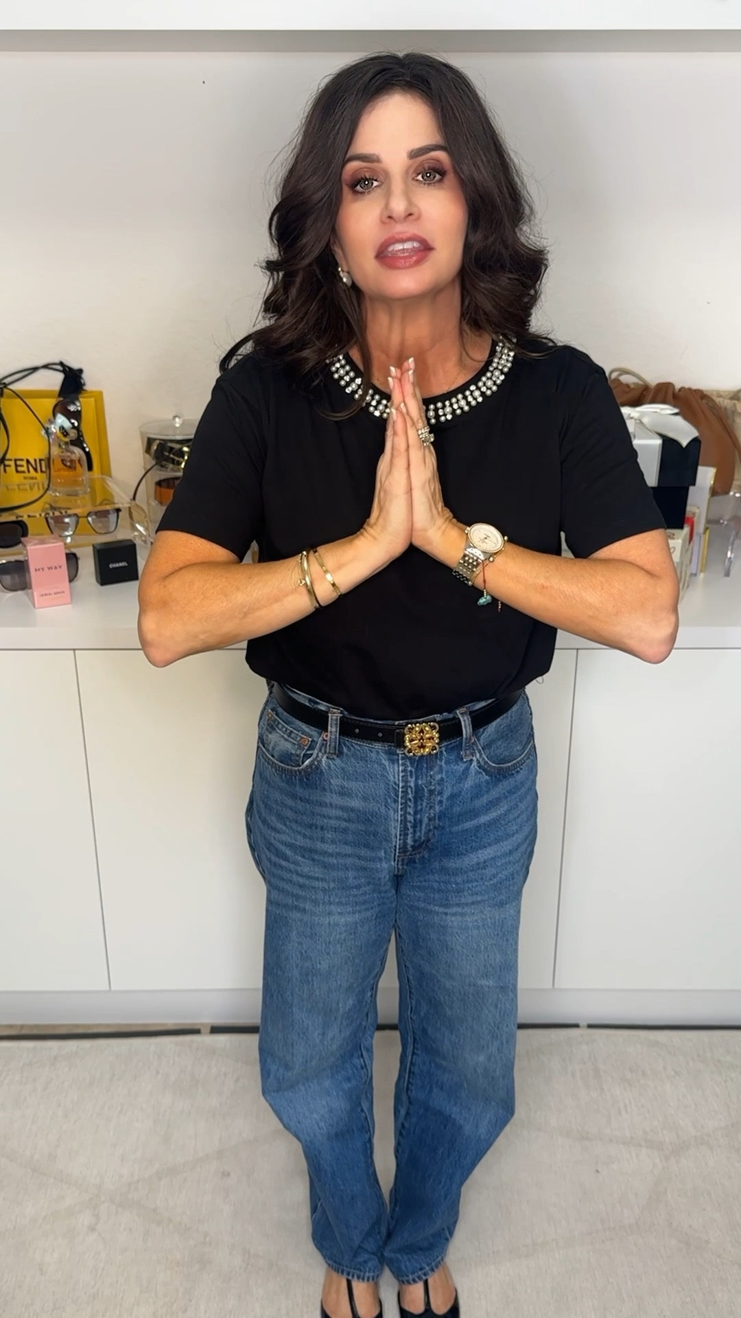 Embellished Tee size sm , jeans 25 . Tee is beautiful and on sale . Perfect for this season . #embellishedtee 

#LTKSaleAlert #LTKOver40 #LTKSeasonal