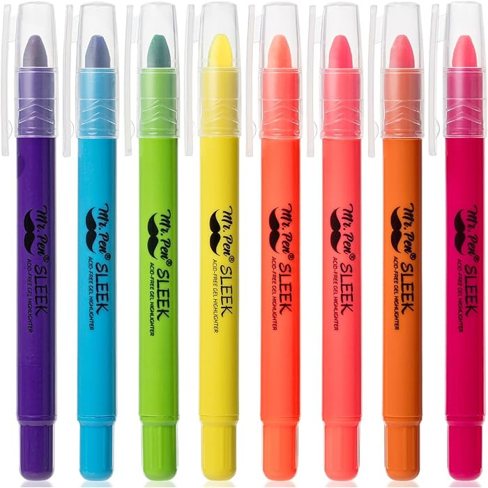 Mr. Pen No Bleed Gel Highlighter, Bible Highlighters, Assorted Colors, Pack of 8 | Amazon (US)