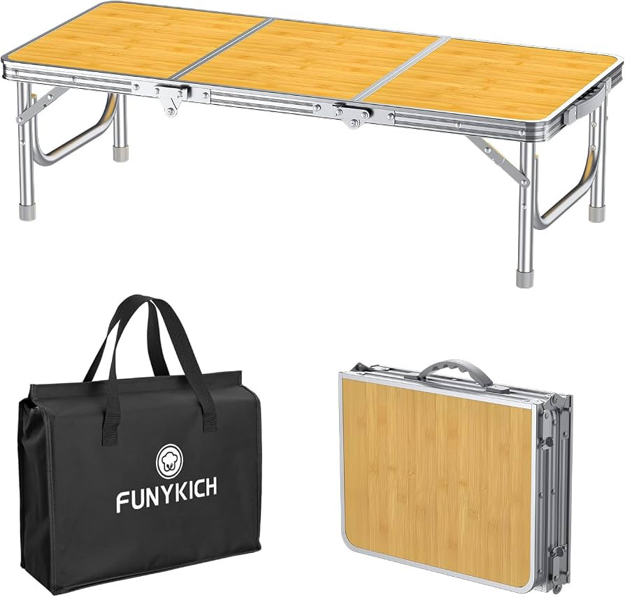 FUNYKICH 3ft Low Folding Camping Table with Carry Bag, 34.2'' Lx15.7'' W Portable Picnic Tables, ... | Amazon (US)