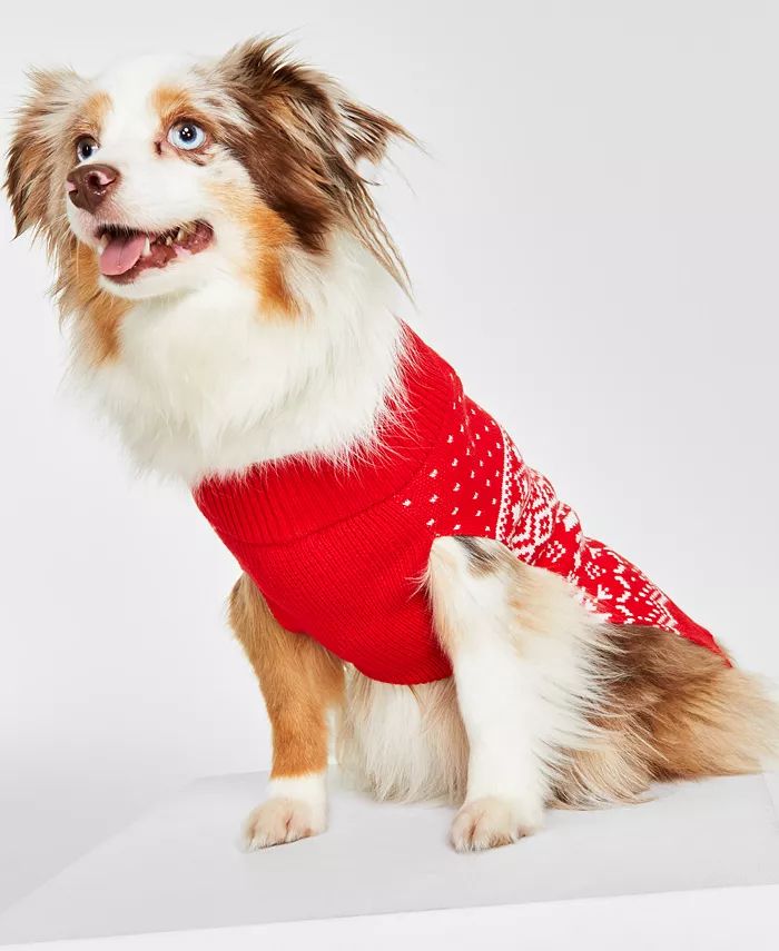 Holiday Lane Festive Fair Isle Pet Sweater, Created for Macy's | Macy's