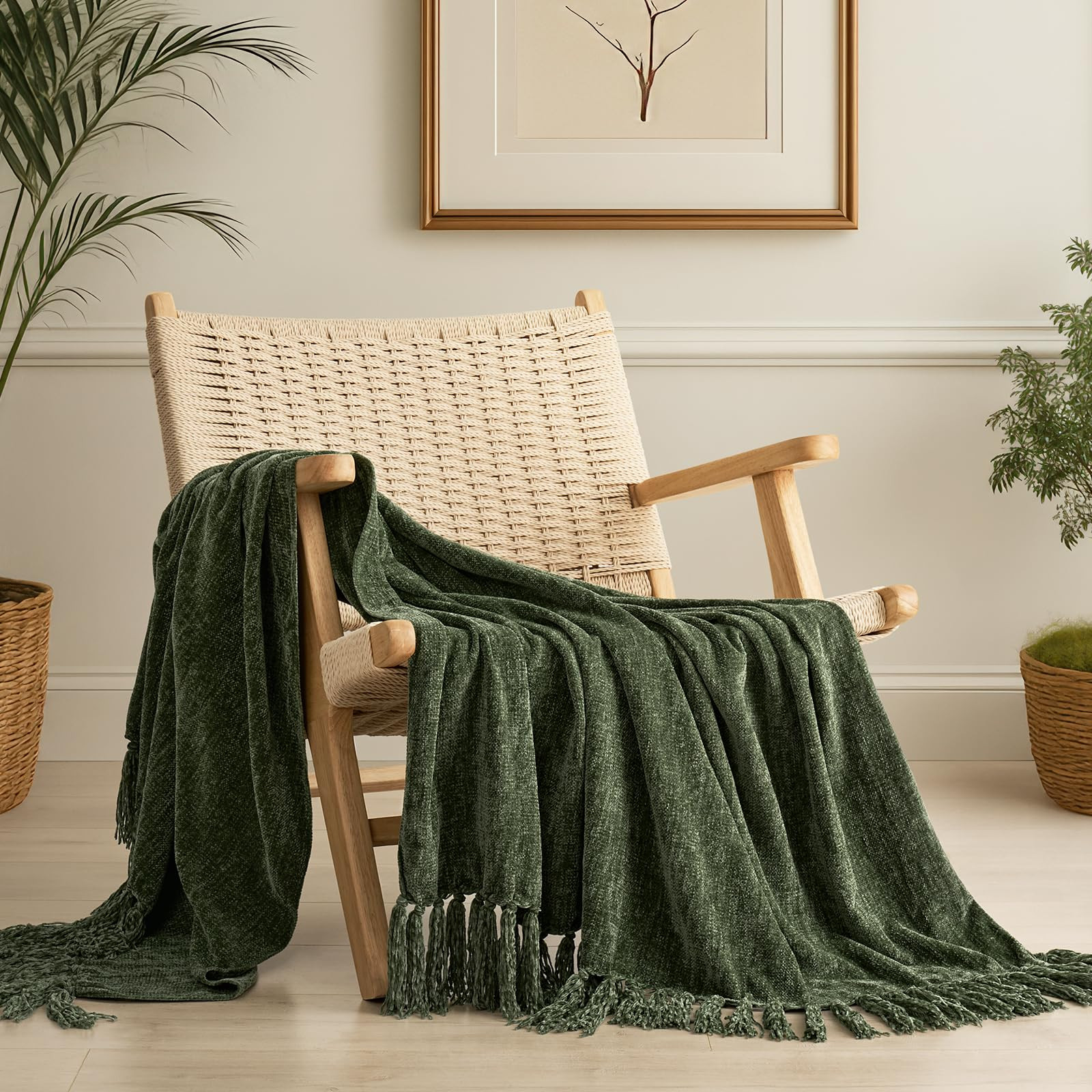 EVERGRACE Soft Chenille Throw Blanket for Couch, Cozy Plush Fuzzy Decorative Chenille Knit Throw ... | Amazon (CA)