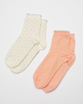 Oliver Bonas Women Shimmer Spot Scalloped Cuff Ankle Socks Pack of Two | eBay UK