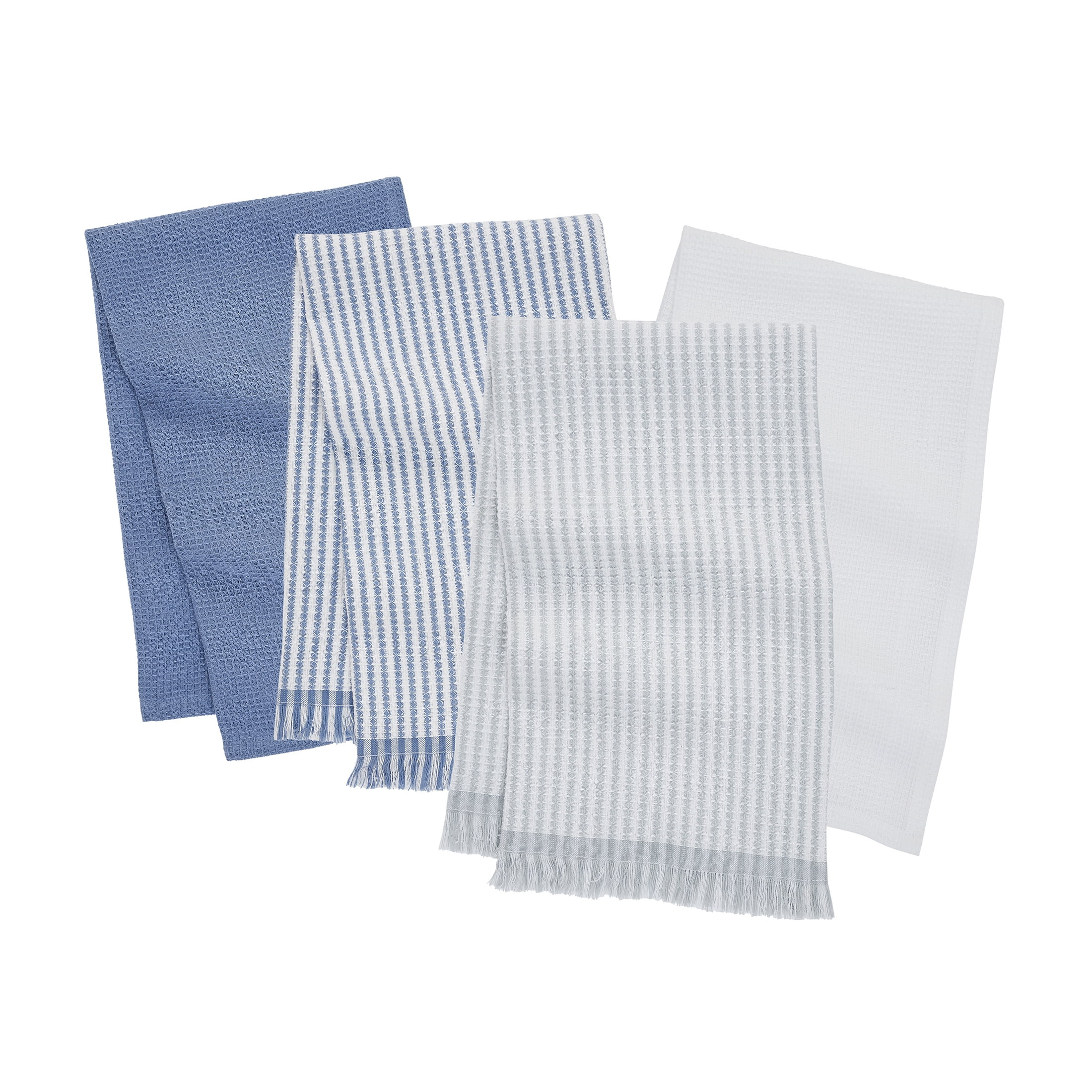 My Texas House Waffle 16" x 28" Cotton Kitchen Towels, 4 Pieces, Blue | Walmart (US)