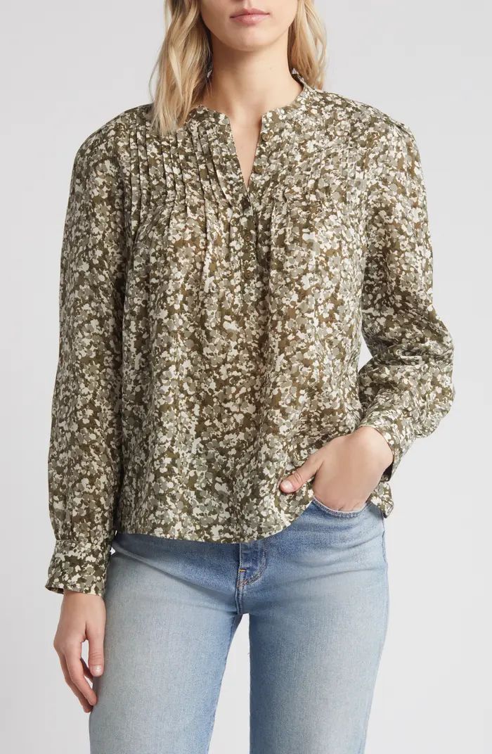 Caslon® Floral Print Pleated Top | Nordstrom | Nordstrom