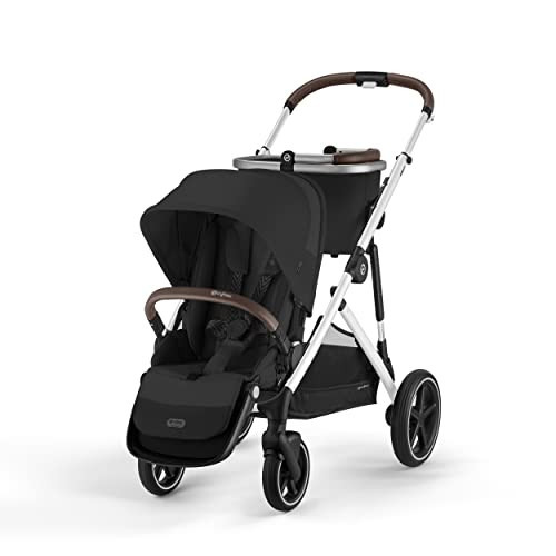 Cybex Gazelle S All-in-One Toddler and Baby Stroller with Over 20 Modular Configurations, Ergonomic Near-Flat Recline, Shopper Basket, and Compact Fold, Moon Black, Silver Frame | Amazon (US)