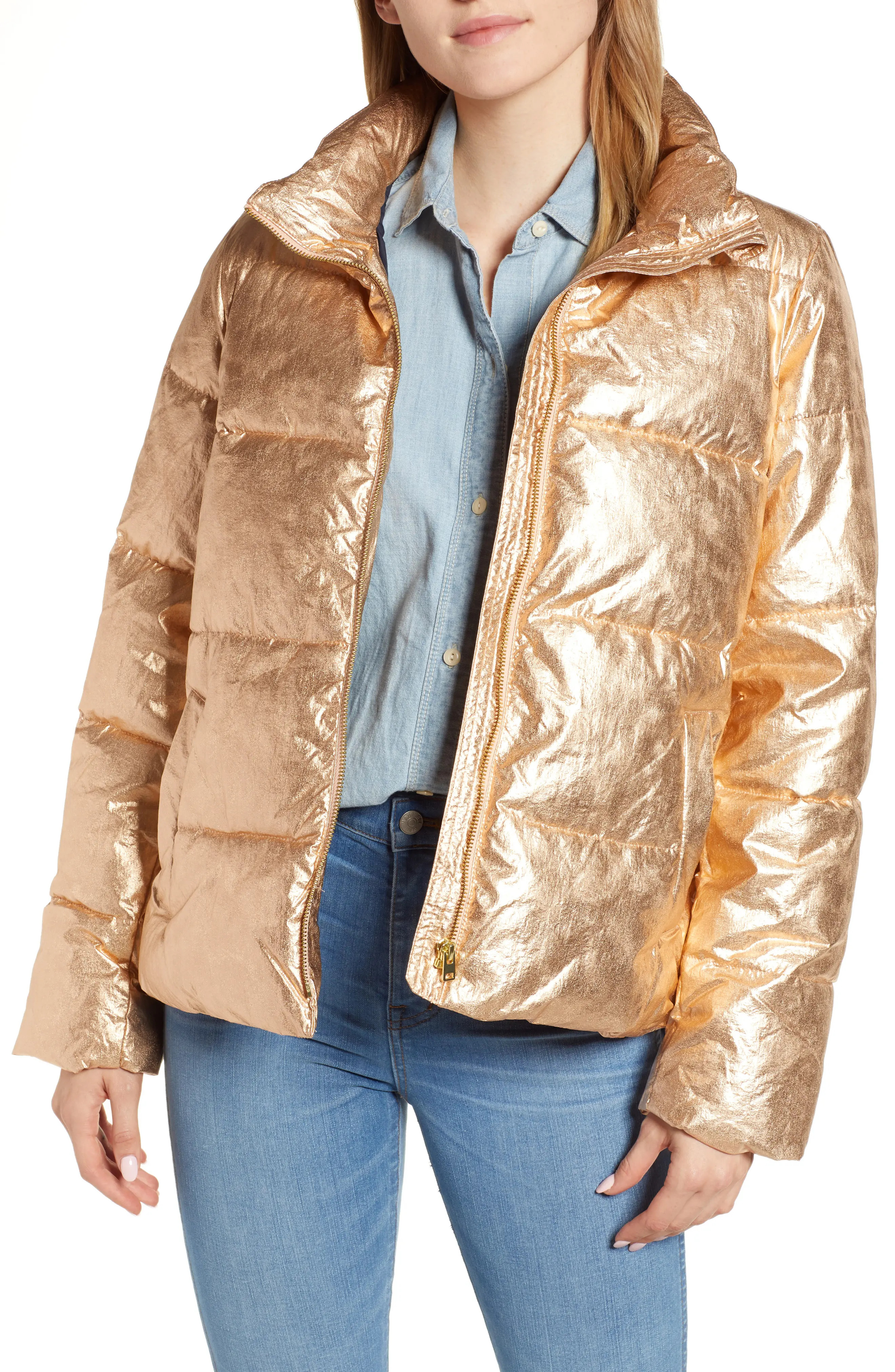 J.Crew Metallic Puffer Jacket with PrimaLoft® | Nordstrom