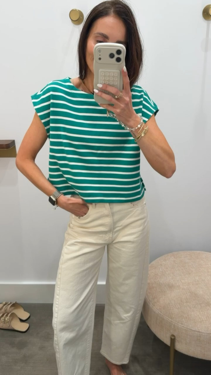 the kind of easy everyday outfit I always reach for 💚 this striped top is so good with white denim and looks way more expensive than it is

casual spring outfit, striped top outfit, white jeans outfit, everyday fashion, effortless style, casual chic outfit, green striped shirt, spring style ideas, neutral denim outfit, mom style, easy outfit inspiration, summer casual look, everyday basics outfit, annabrstyle

#LTKootd #LTKSeasonal #LTKOver40
