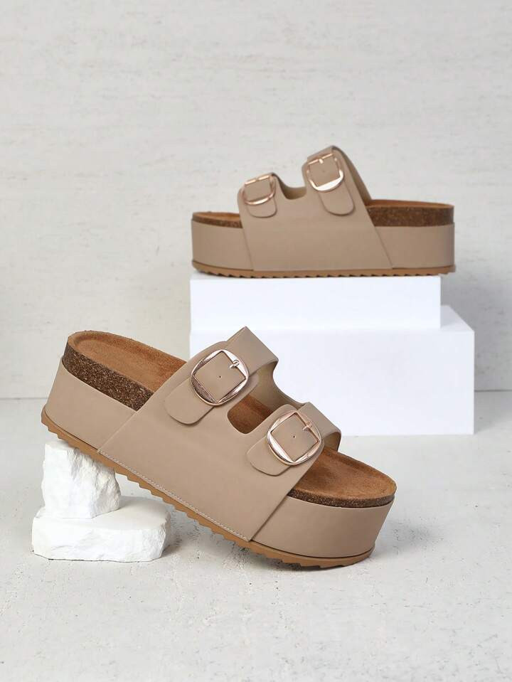 SHUZIA Women's New Wedge Platform Slip-On Sandals, Comfort Minimalist Birkenstocks Style Casual B... | SHEIN