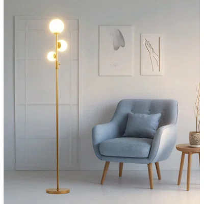 Gold Upgraded Dimmable 3 Globe Floor Lamp - Includes 1000 Lumens LED Bulbs | Wayfair Professional
