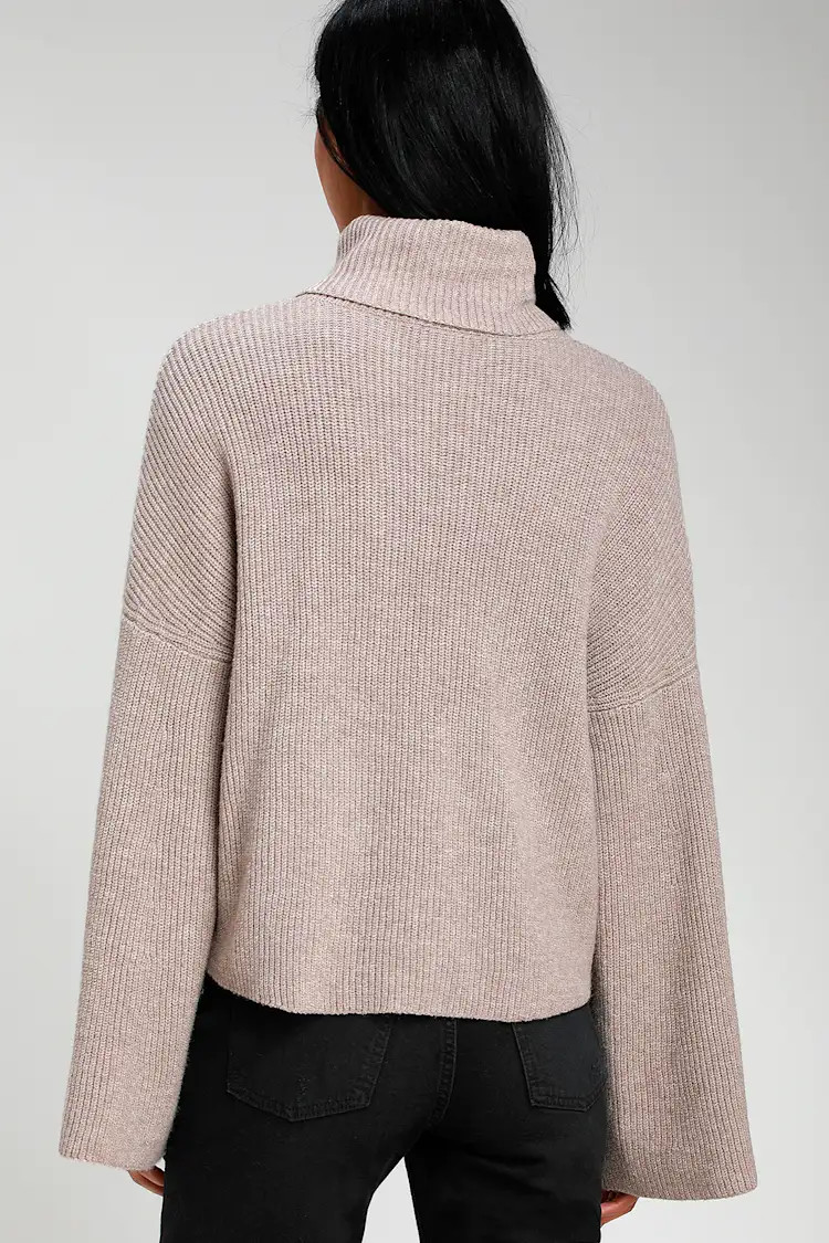 Fireside Chats Taupe Knit Turtleneck Sweater | Lulus (US)