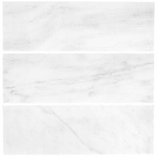 Jeffrey Court Carrara White/Grey 4 in. x 12 in. Honed Marble Wall and Floor Tile (1 sq. ft./Pack)... | The Home Depot