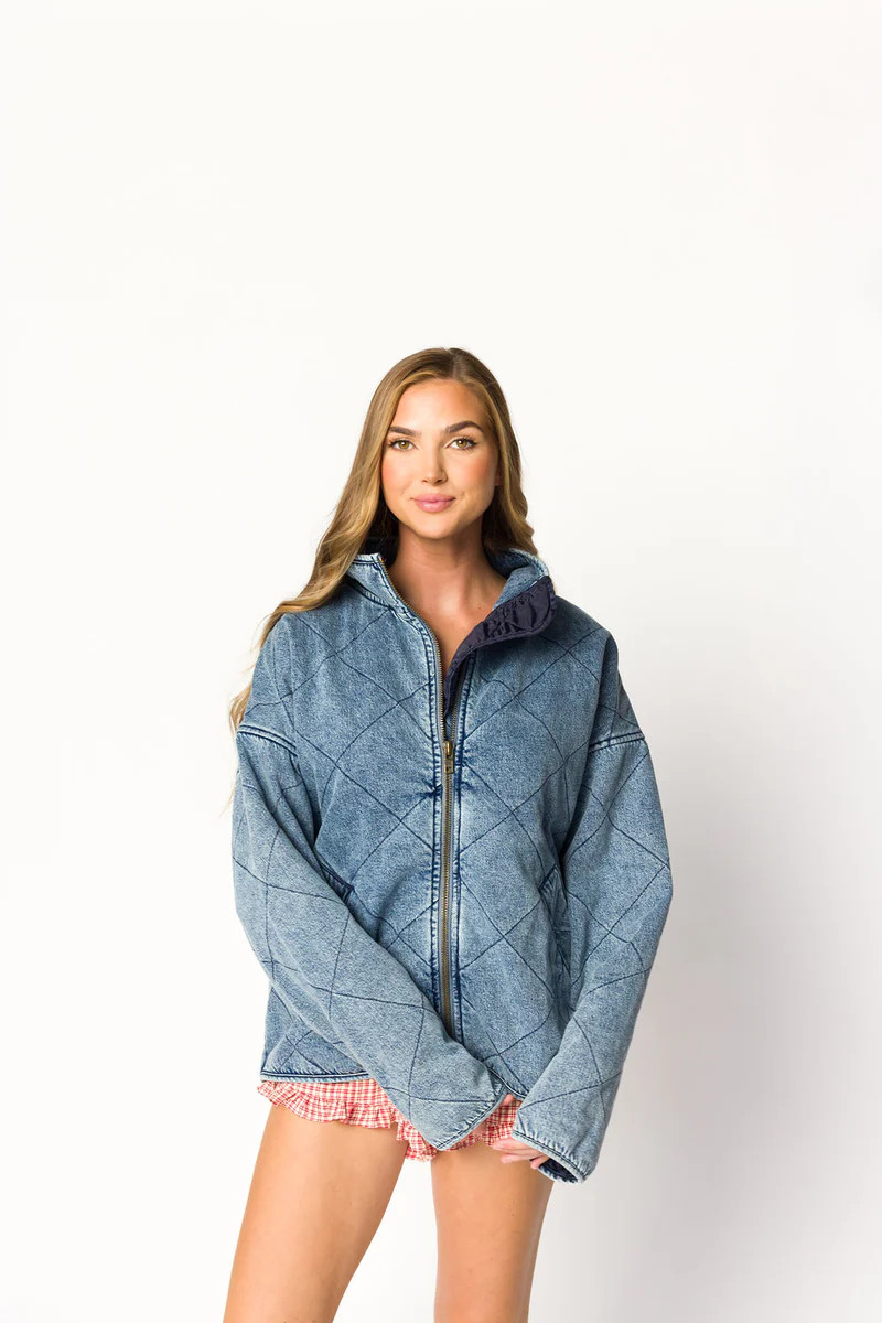 Eclipse Quilted Jacket in Denim | Worth Collective