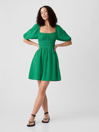 Smocked Squareneck Mini Dress | Gap Factory