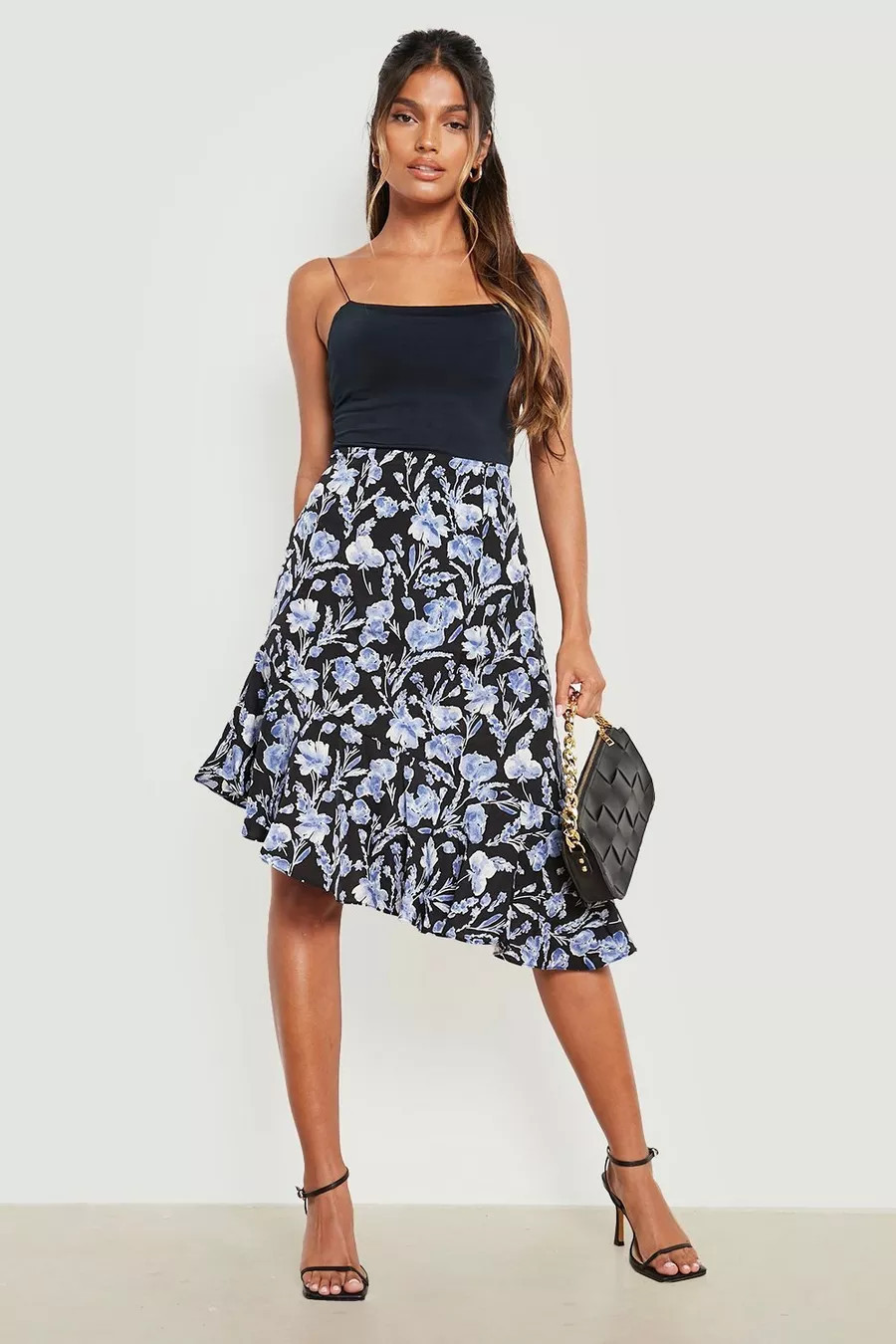 Floral Asymmetric Woven Mini Skirt | Boohoo.com (US & CA)