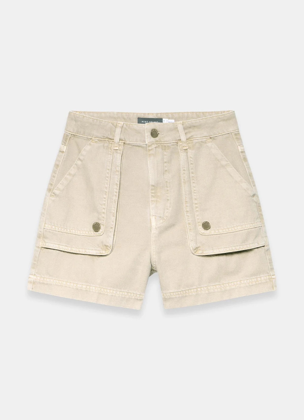 Neutral Utility Pocket Detail Denim Shorts | Mint Velvet