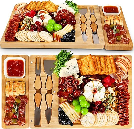 Charcuterie Board Set, Easoger Bamboo Cheese Board, Personalized Charcuterie Board and Knife Set ... | Amazon (US)