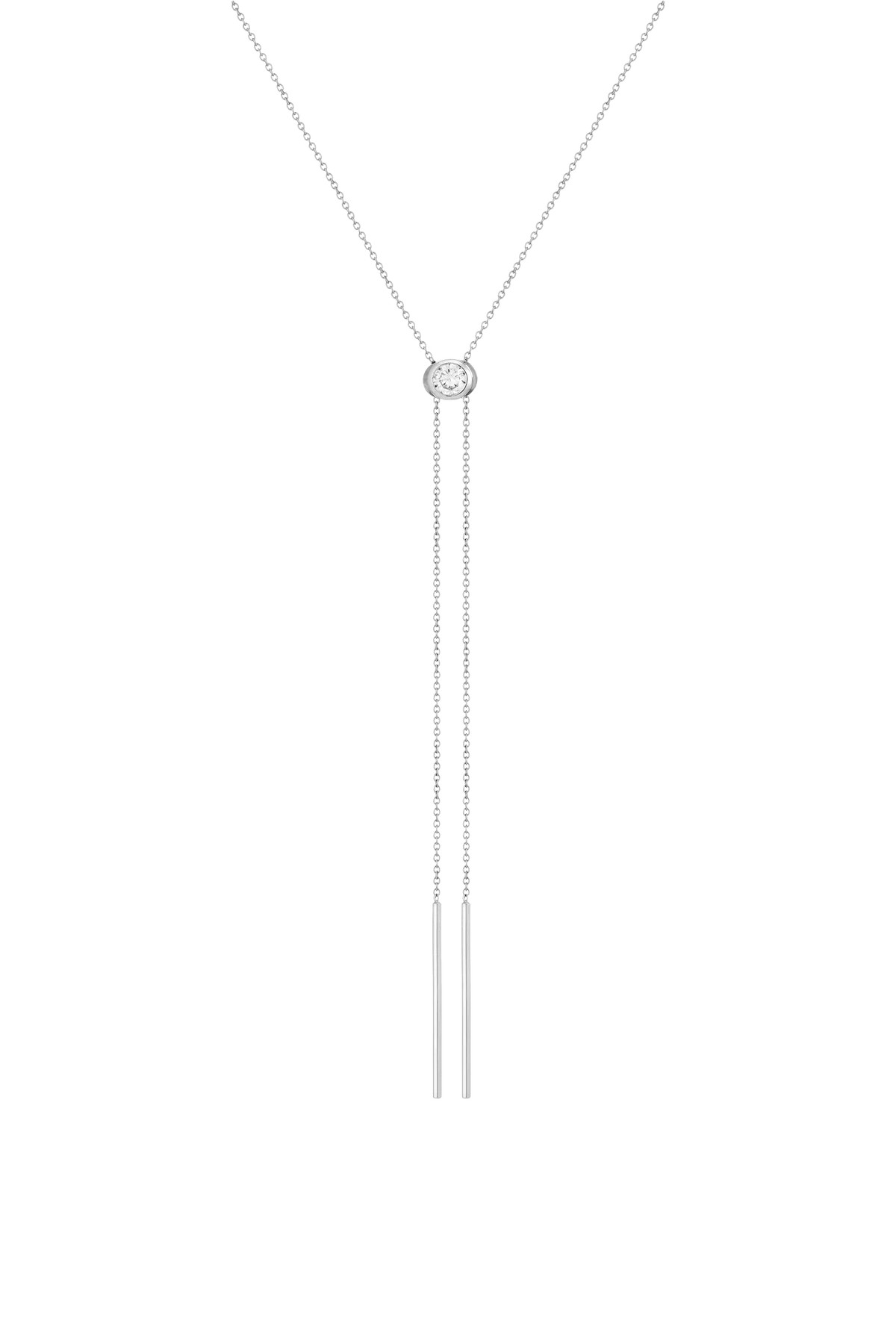 Aurate x Frye: Lab Grown White Sapphire Bolo Necklace | AUrate New York