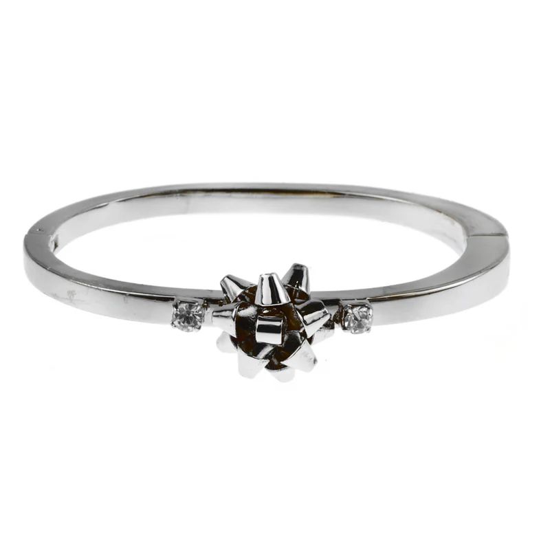 Christmas Bow Bangle Bracelet, Silver | Charming Charlie