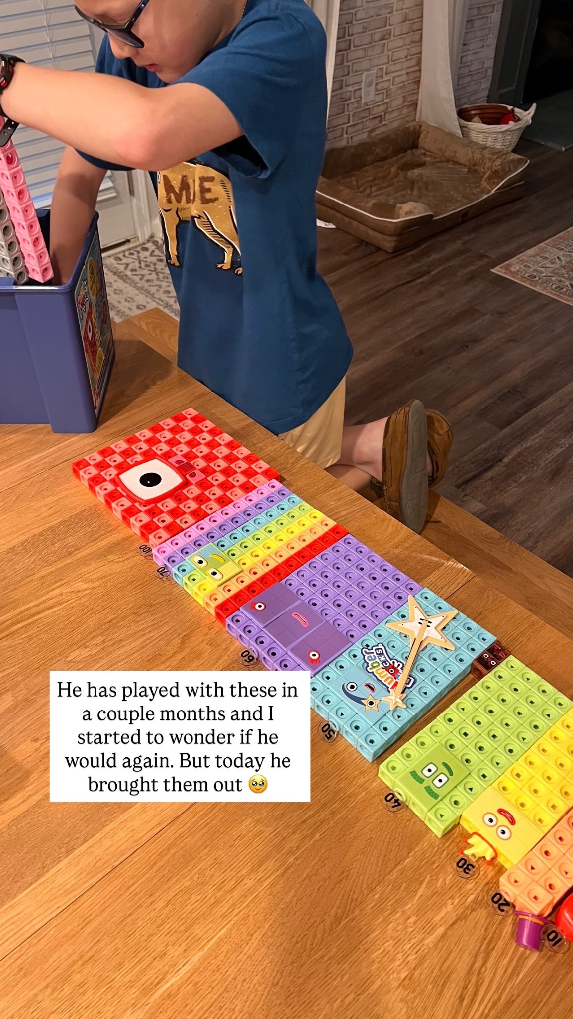 He has played with these in a couple months and I started to wonder if he would again. But today he brought them out 🥹