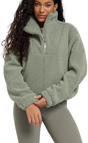 ODODOS Women's Sherpa Fleece Half-Zip Pullover - Cozy Warm Long Sleeve Sweatshirt Cinchable Outer... | Amazon (US)