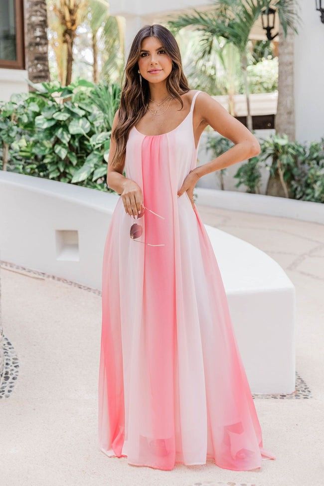 Oceans Of Love Coral Ombre Maxi Dress FINAL SALE- Pink Lily | The Pink Lily Boutique