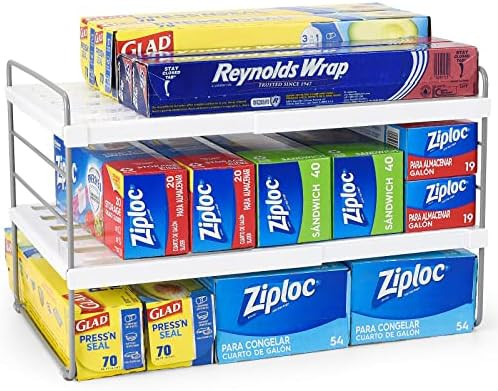 Pantry Organization and Storage for Kitchen - Expandable Kitchen Wrap Box Organizer Rack, Foil Or... | Amazon (US)