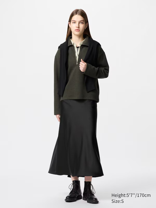 Satin SkirtColour: 09 BLACKSize: Women SXXSXSSMLXLXXLFind my sizeGet help with finding your size.... | UNIQLO (UK)