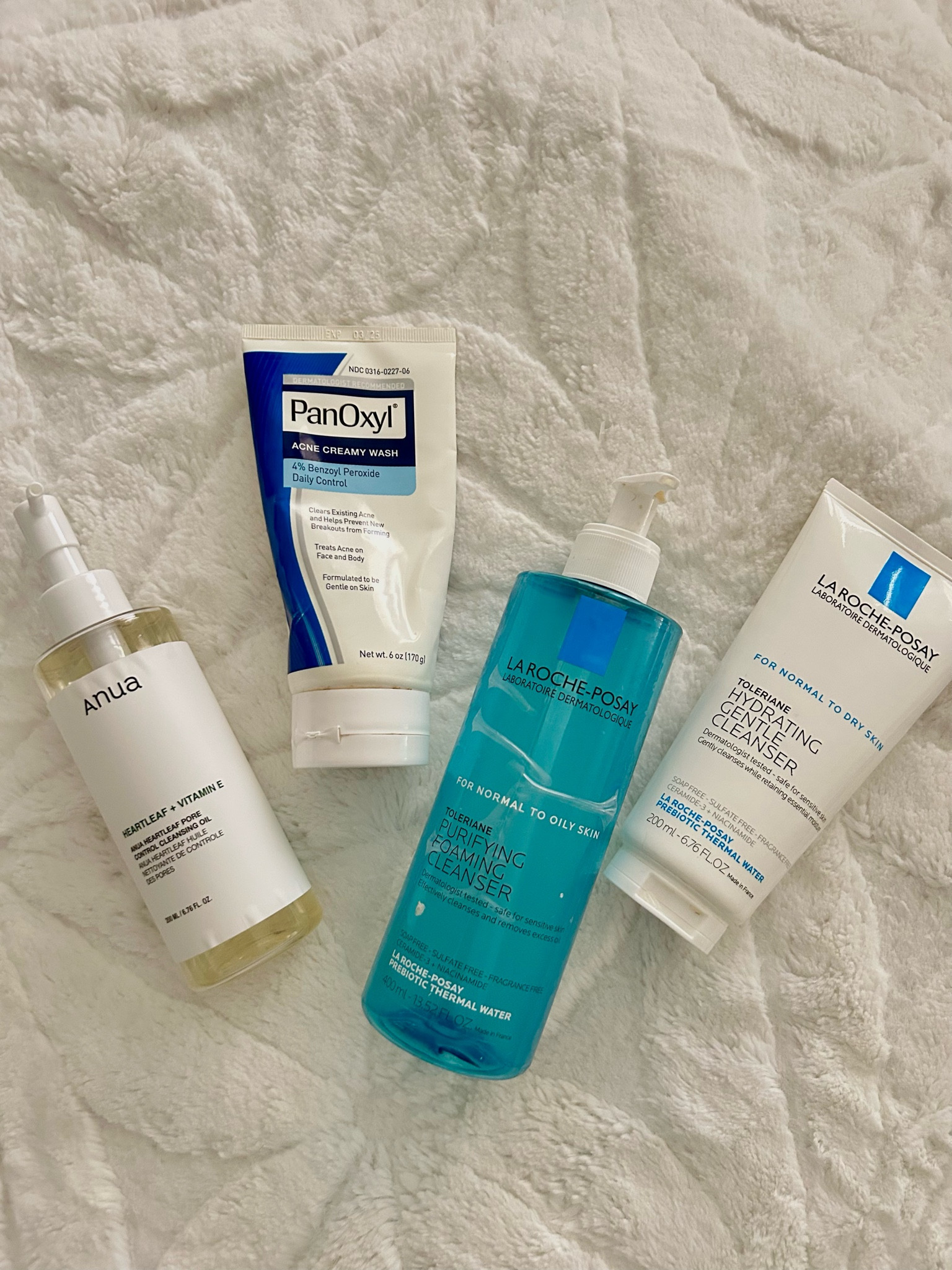 What I do is something called “skin cycling” what it it? .. a skincare routine that involves alternating between using active ingredients and giving your skin time to rest. 
I’ve struggled with acne years & years ago. After going to the dermatologist & years & years of research on what works best for MY skin. I’ve finally founded the products. 
I always wash my face everyday starting out with my “Anua Heart leaf Pore Control Cleansing Oil.” I wash my face with my cleansing oil for 2 minutes. Monday, Thursday, & Saturday I like to use my “PanOxyl” face wash. I like to wash for 1 minutes + leave on face for 1 minutes & wash. 
Tuesday, Wednesday & Sunday I like to use my “La Roche Posay Hydrating Gentle Cleanser” again wash for 2 minutes. 
Friday night I give my skin a break & I will wipe my face with my “Garnier Micellar Cleansing Water All-in-1 Waterproof” 
Every morning Monday-Friday I use my “La Roche Posay Purifying Foaming Cleanser” for 2 minutes. 
I give Saturday & Sunday morning a break with my face wash & again will wipe my face with my micellar water! 


#LTKStyleTip #LTKActive #LTKU