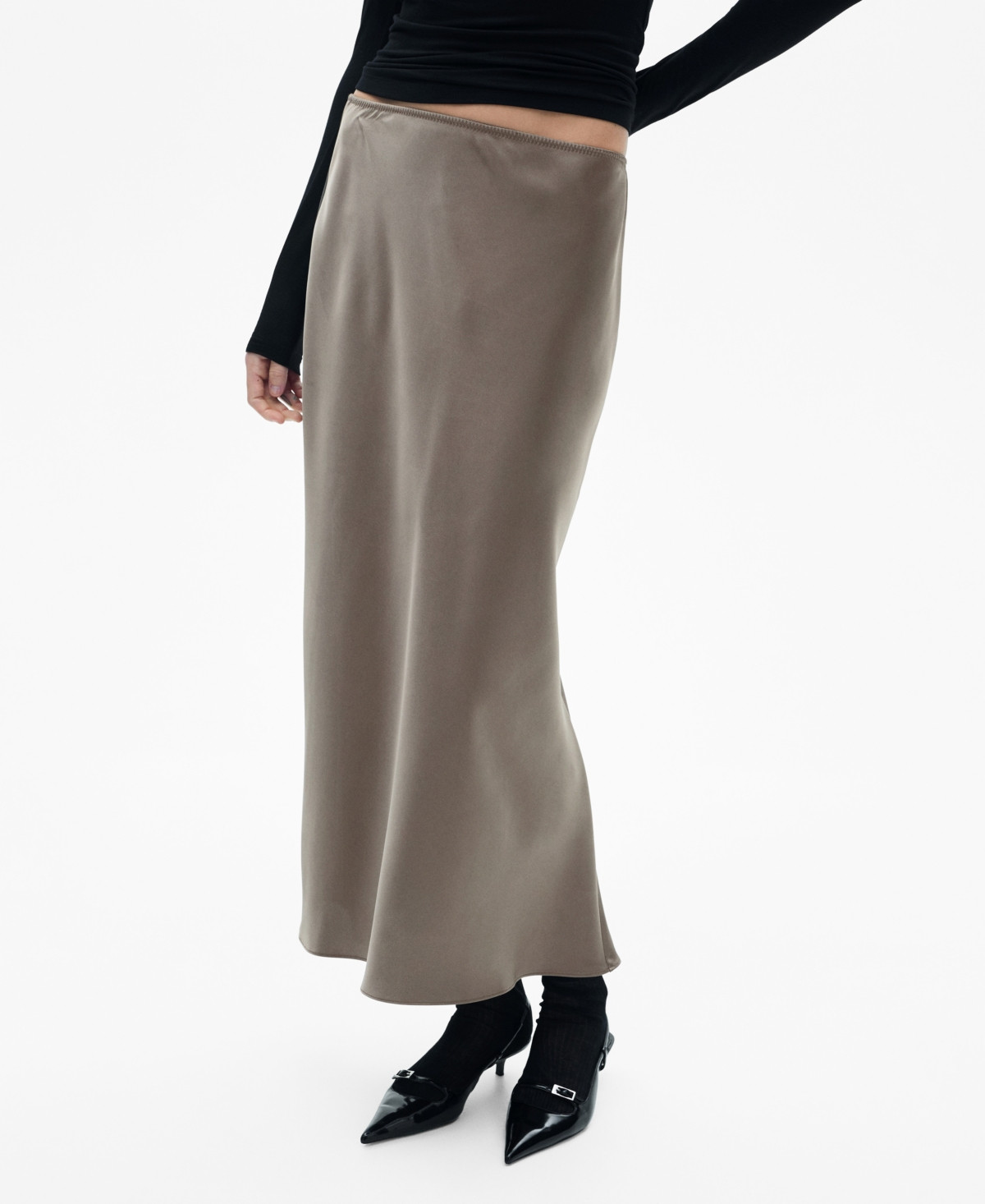 Mango Women's Midi Satin Skirt - Medium Brown | Macy's