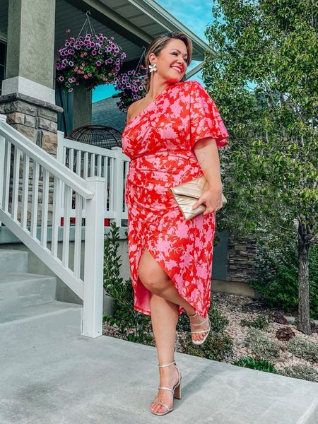 Wedding guest outfit inspiration size 14 style All dress sandals are tts, clutch and wedding guest bags linked Dress is a xxl for a loose fit (sized up one) 

#LTKcurves #LTKstyletip #LTKSeasonal