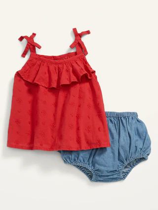 Sleeveless Tie-Shoulder Eyelet Top and Bloomers Set for Baby | Old Navy (US)