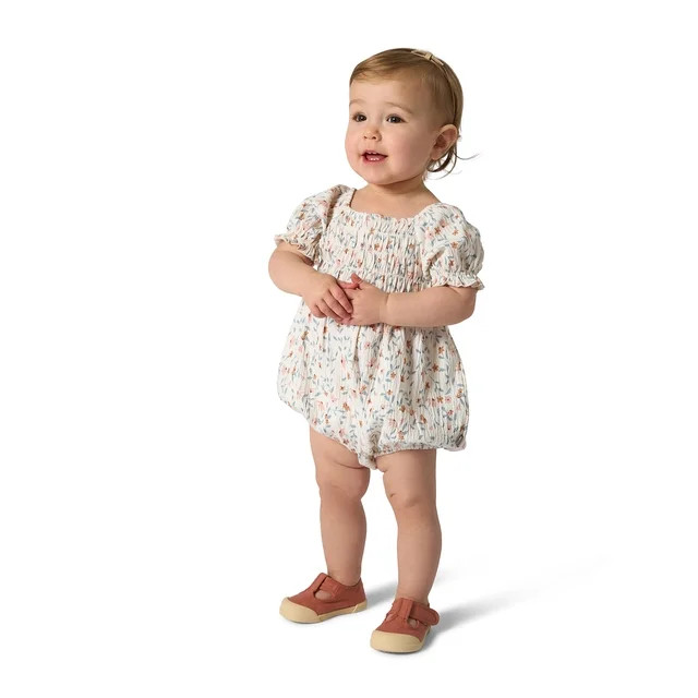 Modern Moments by Gerber Baby Girl Smocked Bubble Romper, Sizes 0/3 Months - 24 Months | Walmart (US)