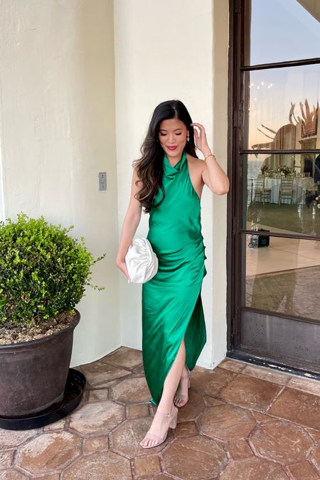 Loving this classy green dress from Revolve! I wore this to my friend’s wedding in Los Angeles and so many people loved it! 

Green dress/high neck dress/wedding guest dress 

#LTKHoliday #LTKwedding #LTKSeasonal