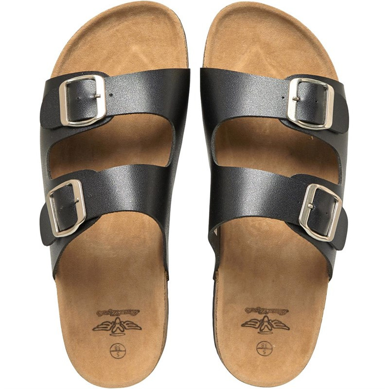Board Angels Womens Double Strap Slider Sandals Black | M and M Direct (UK)