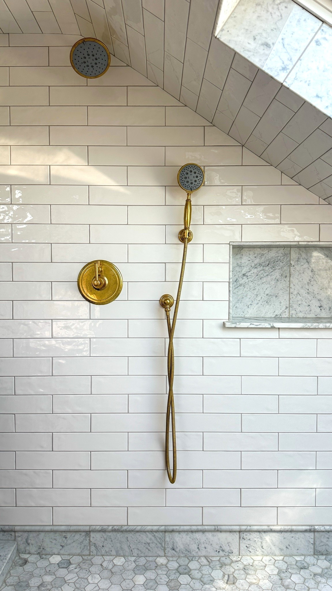 The ensuite’s wetroom shower in the Hill House

Metal finish: burnished brass uncoated

#LTKHome