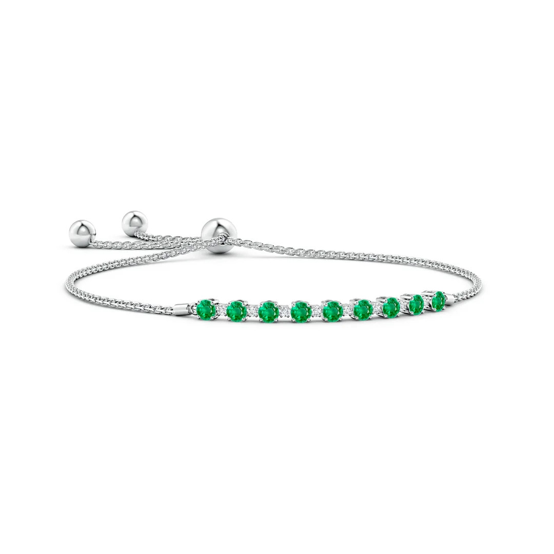 Emerald and Diamond Tennis Bolo Bracelet | Angara Inc.