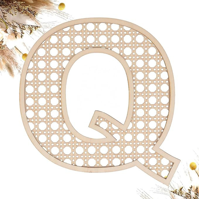 Wooden Rattan Letters 8 inch Wood Letters Q for Wall Decor Crafts Boho Nursery Decor for Baby Sho... | Amazon (US)
