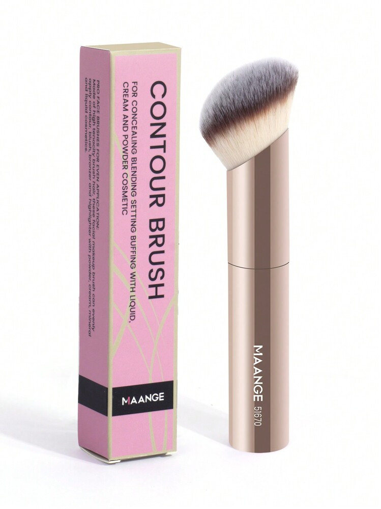 MAANGE 1 Set Professional Foundation Brushes, Angled Tube-Shaped Makeup Brushes, Soft Fiber Mater... | SHEIN