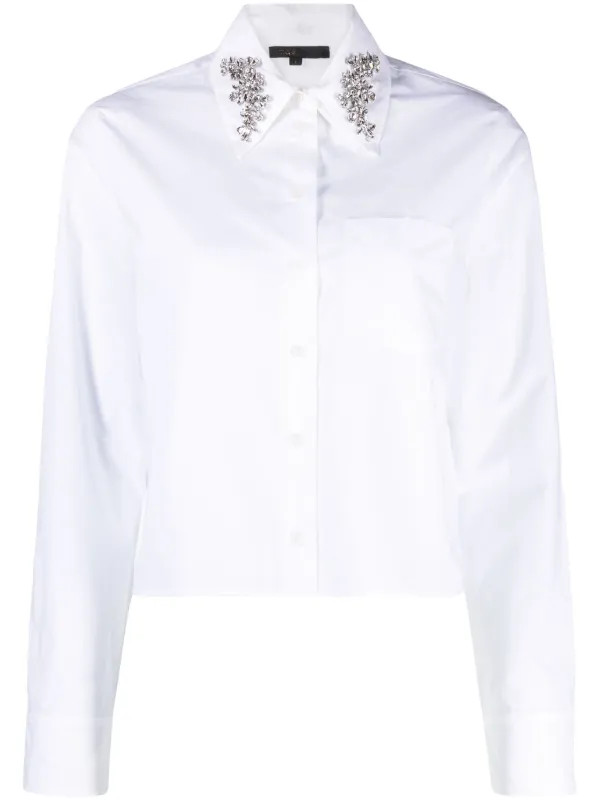 Maje crystal-embellished Cotton Shirt - Farfetch | Farfetch Global