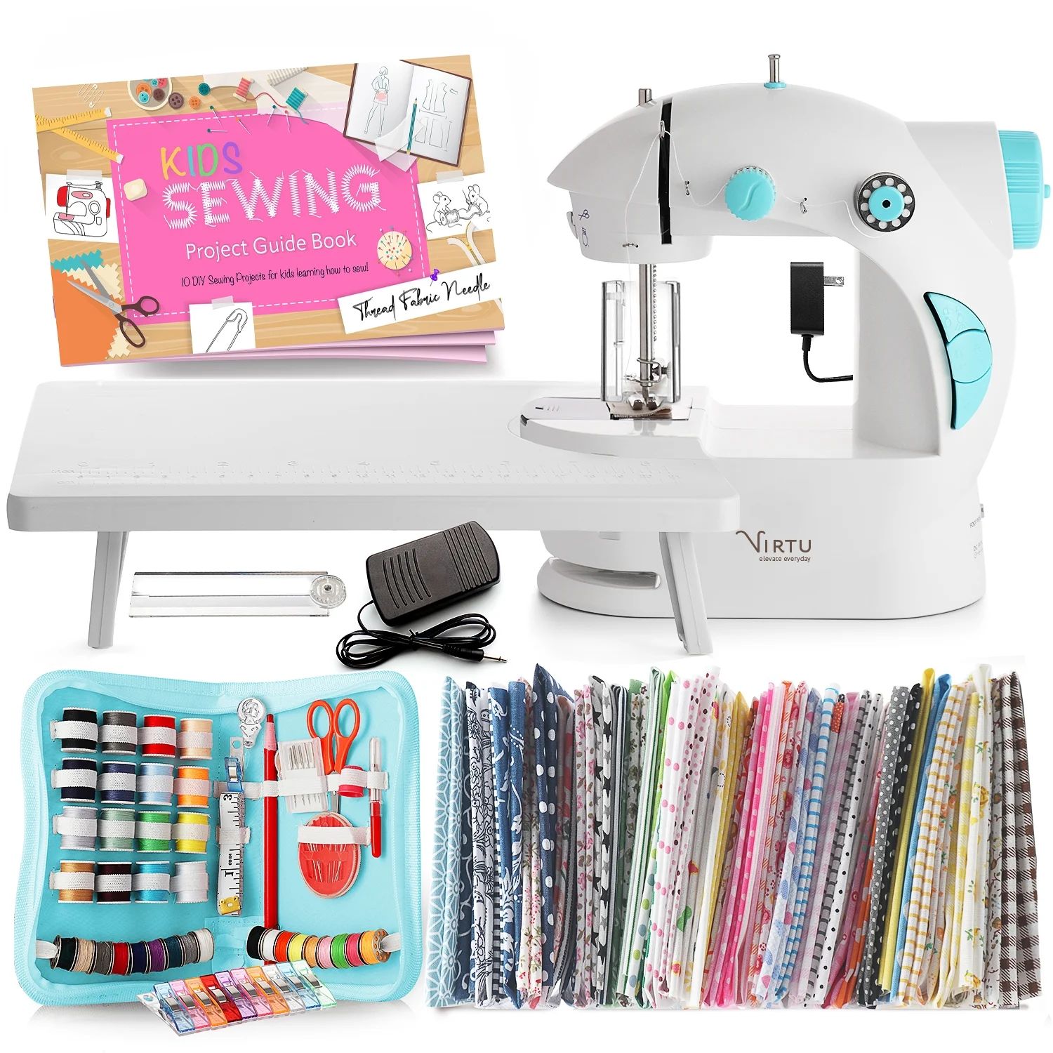 Virtu Mini Portable Sewing Machine Kit for Beginner (122 Piece) - Walmart.com | Walmart (US)