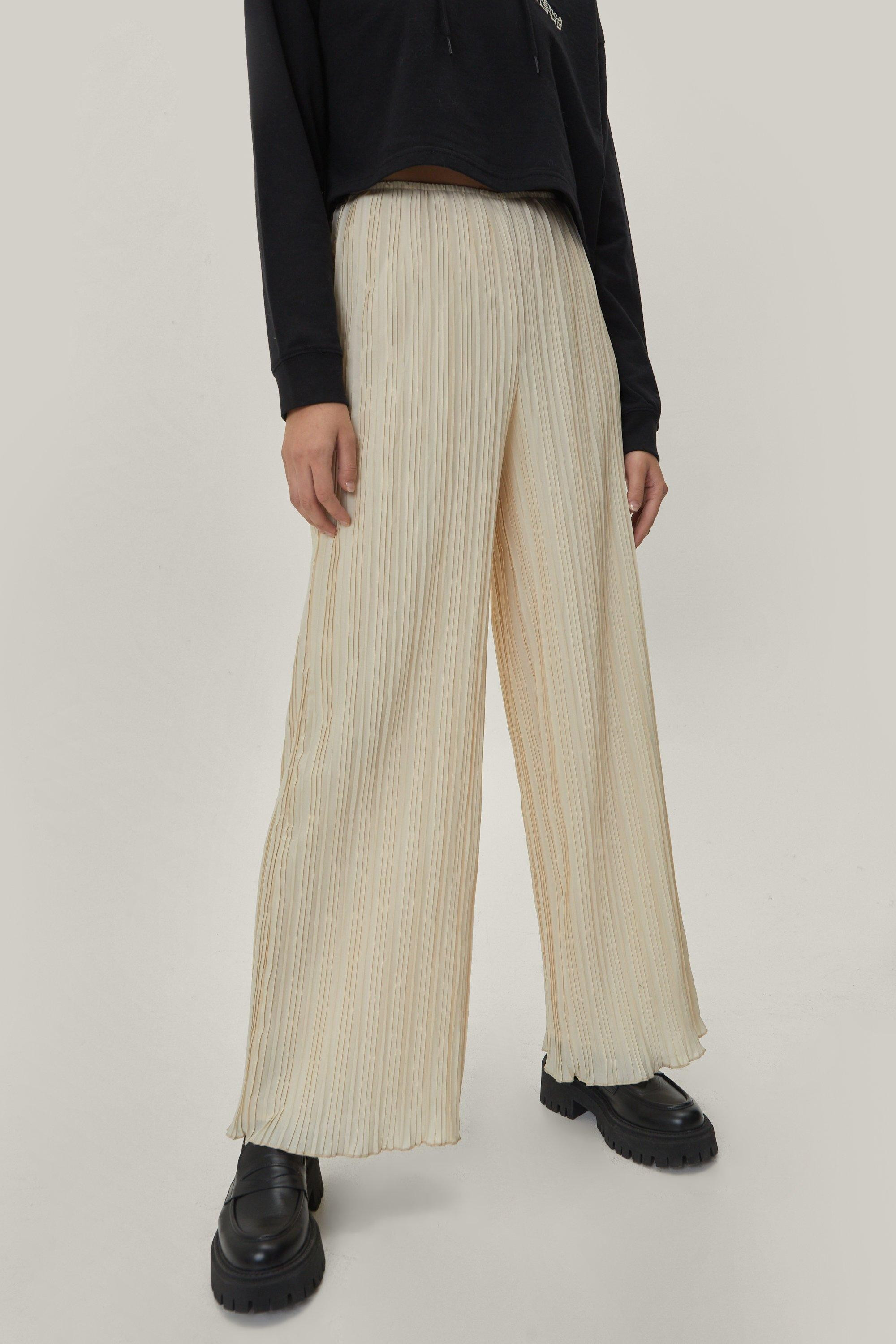 Plisse Wide Leg High Waisted Pants | Nasty Gal (US)