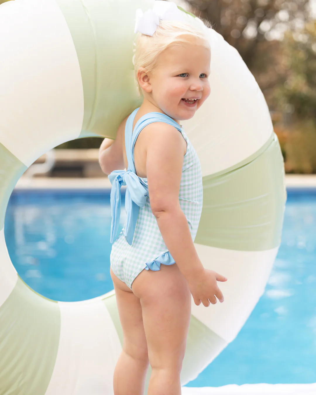 Madeline Two Summer Suit Green Gingham | Hadley's Bungalow