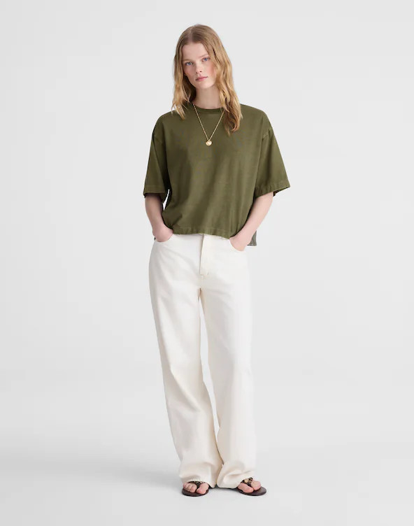 The Boxy Crop Tee in Allday Jersey | Madewell