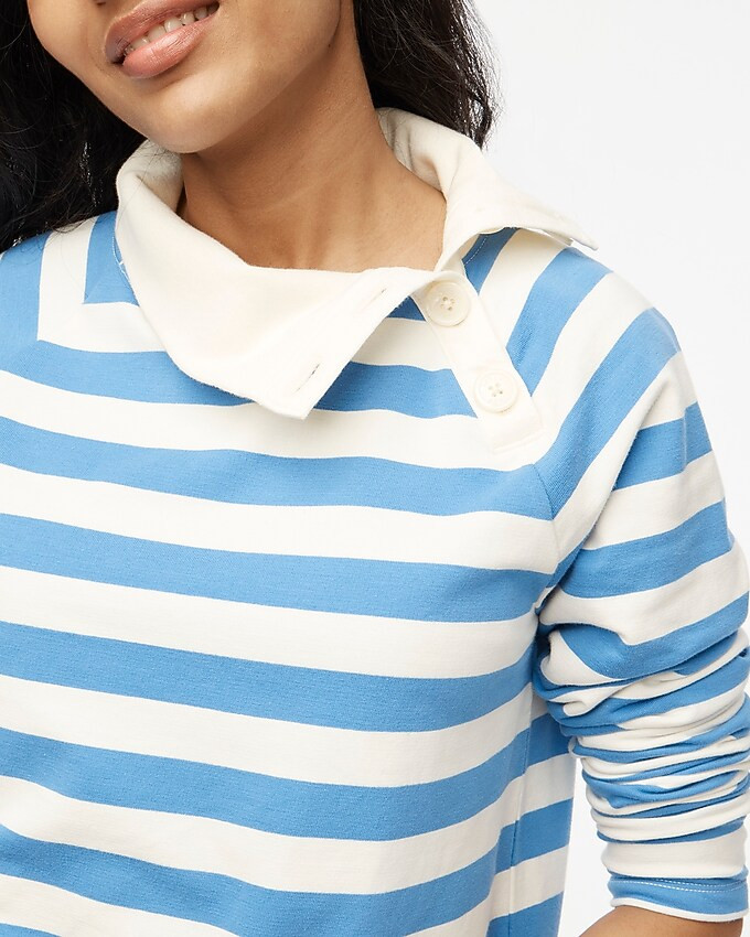 Striped wide button-collar pullover sweatshirt in lightweight terry | J.Crew Factory