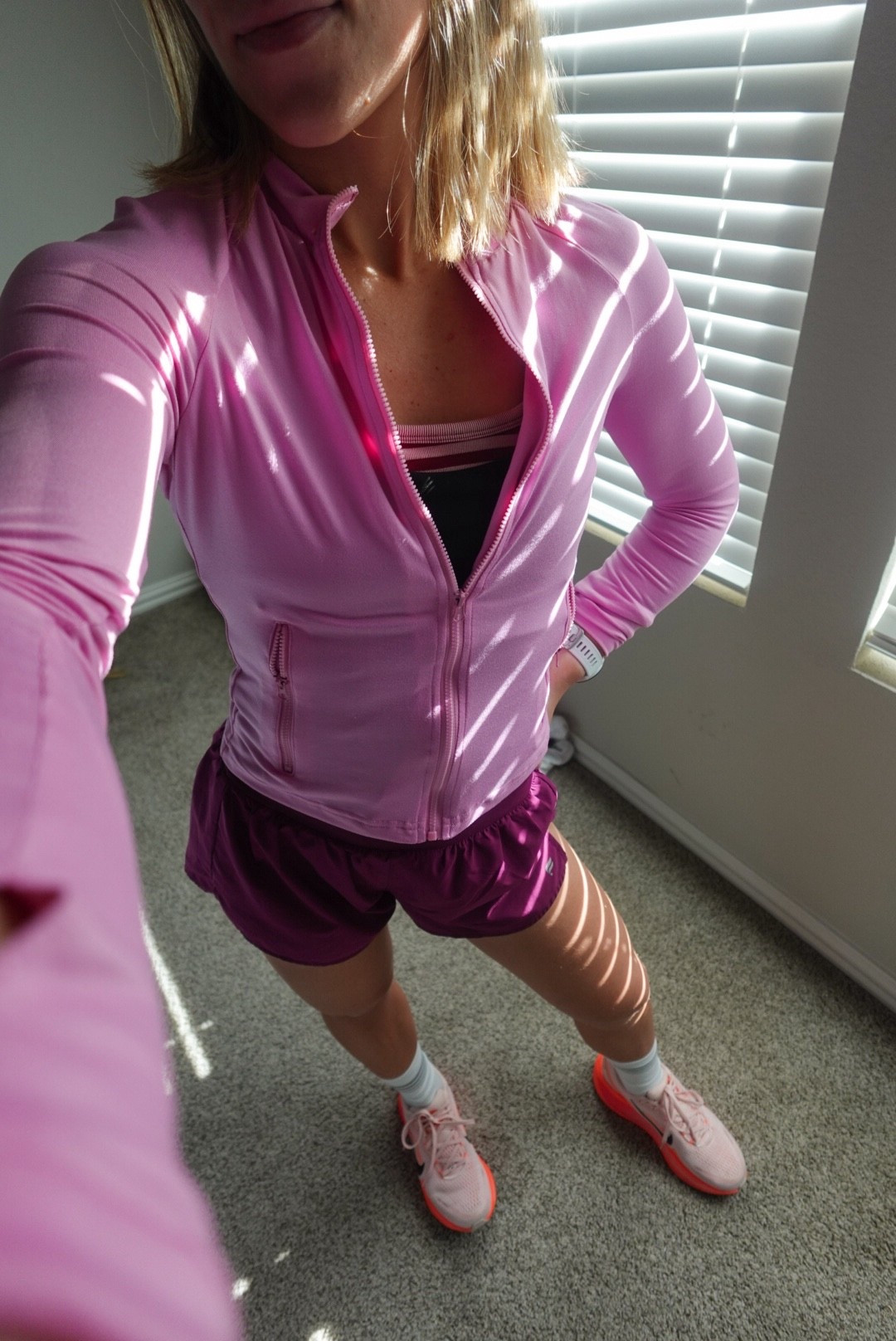 There’s truly nothing I love more than bringing COLOR to winter — but giving it a little twist with a berry vibe instead of pastel pink 💖💜

My plum purple shorts are from Fabletics, my pink zip-up top is from Amazon, and under it I’m wearing my black Fabletics tank with my favorite Free People striped pink sports bra. And of course, finishing it off with my Nike Vomero 18s in neon pinky-orange and my go-to Brooks mid socks 👟

If you’re searching for activewear, need a holiday gift guide, or just want an outfit for yourself, your girl, or a friend, this is IT. Perfect for all my pink girls out there 💖💜

#Activewear #BerryVibes #WinterActivewear #FableticsStyle #NikeVomero18 #FreePeopleMovement #AmazonFinds #WorkoutStyle #PinkGirls #HolidayGiftGuide #RunningOutfit #ColorfulActivewear #PostpartumStyle #MomLifeActivewear #WinterRunningGear #AthleisureVibes 